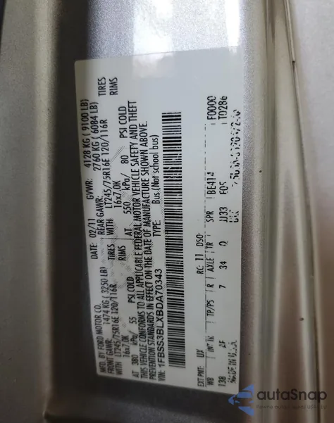 2011 Ford Econoline E350 Super Duty Wagon from USA, damaged, VIN 1FBSS3BLXBDA70343